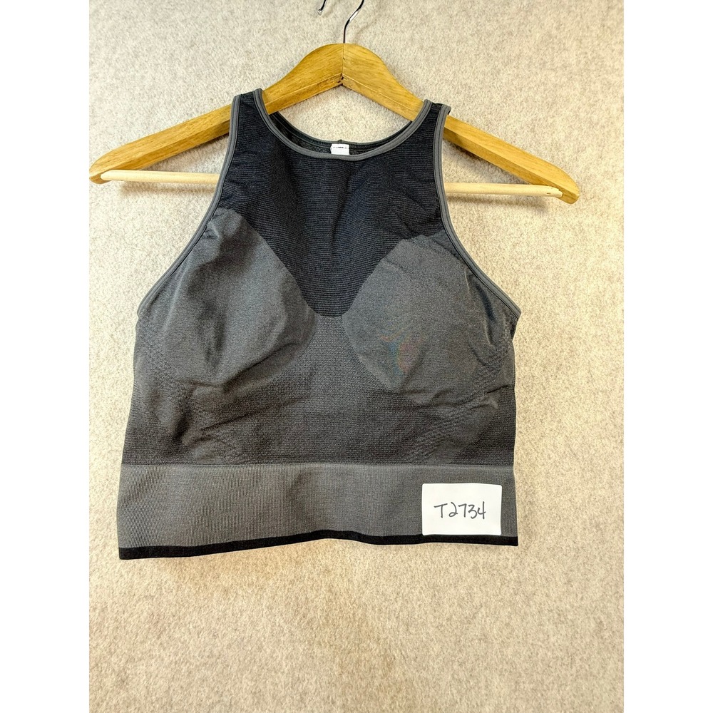 Lululemon Ebb to Train Bra Black Grey High Neck Seamless Sports Bra LW1DGGS Sz 8